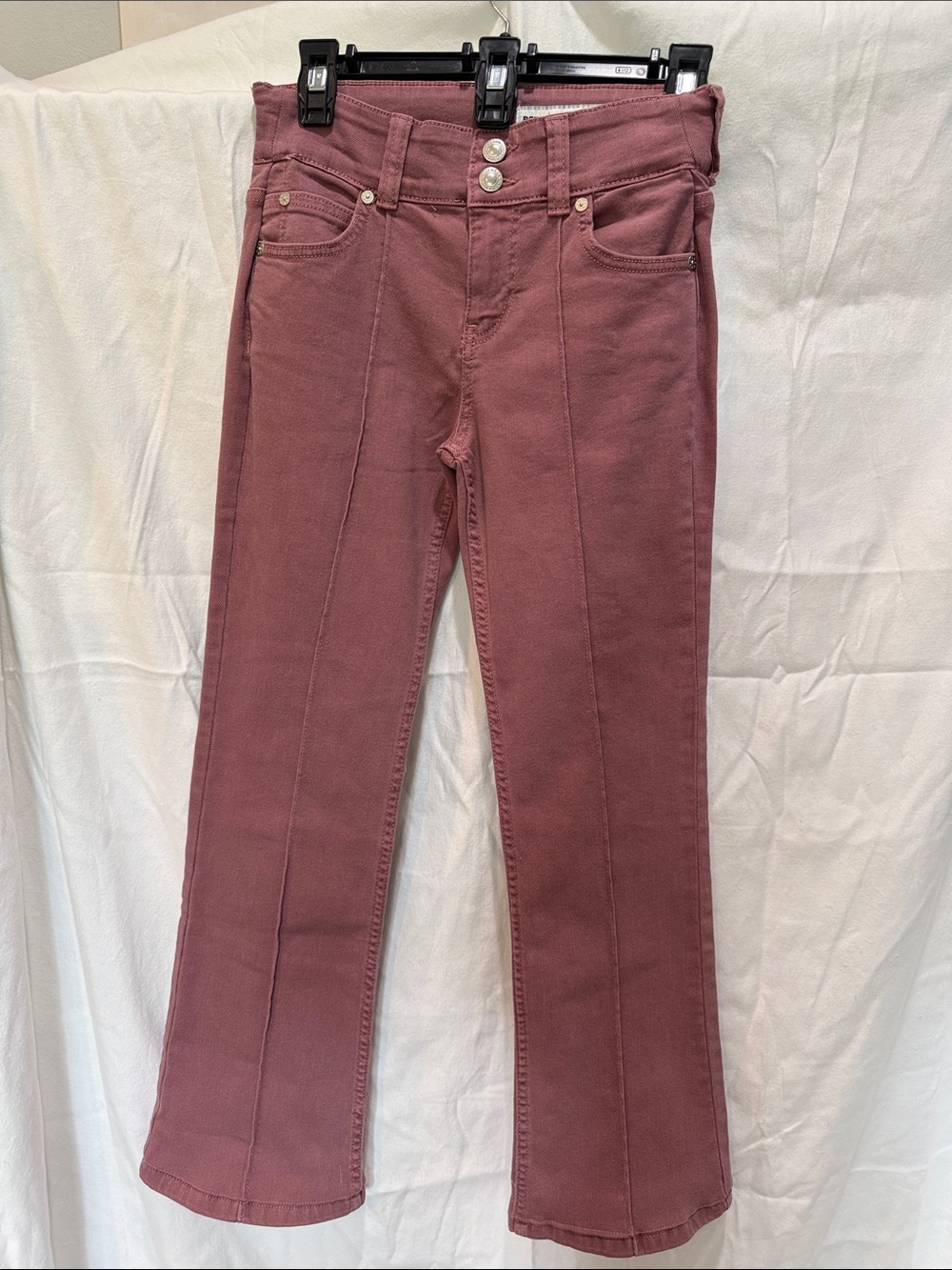 Bershka Front-Seam Flared Jeans in Mauve Rose